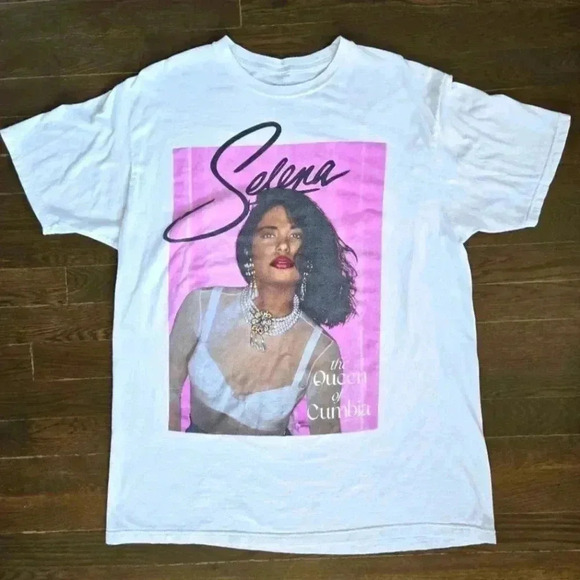 Selena Quintanilla Perez graffic tee pink queen of cumbia fan tshirt sz XL - Picture 1 of 6